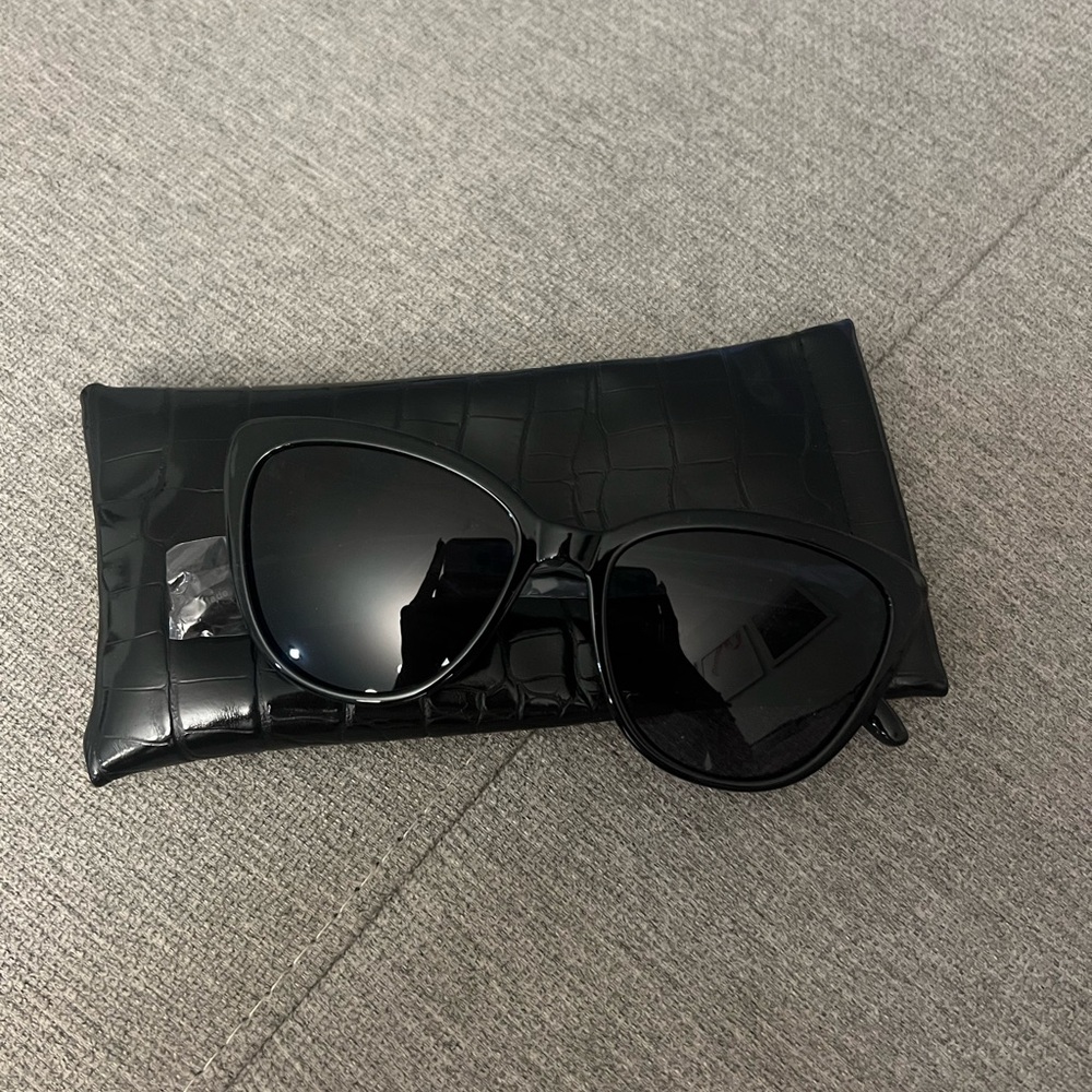 Rachel Zoe Black Croc-Embossed Sunglasses